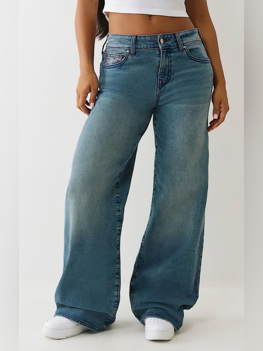 True Religion Bobbi Baggy Jeans Sz 33 Low Slung Wide Leg Relaxed Streetwear NWT